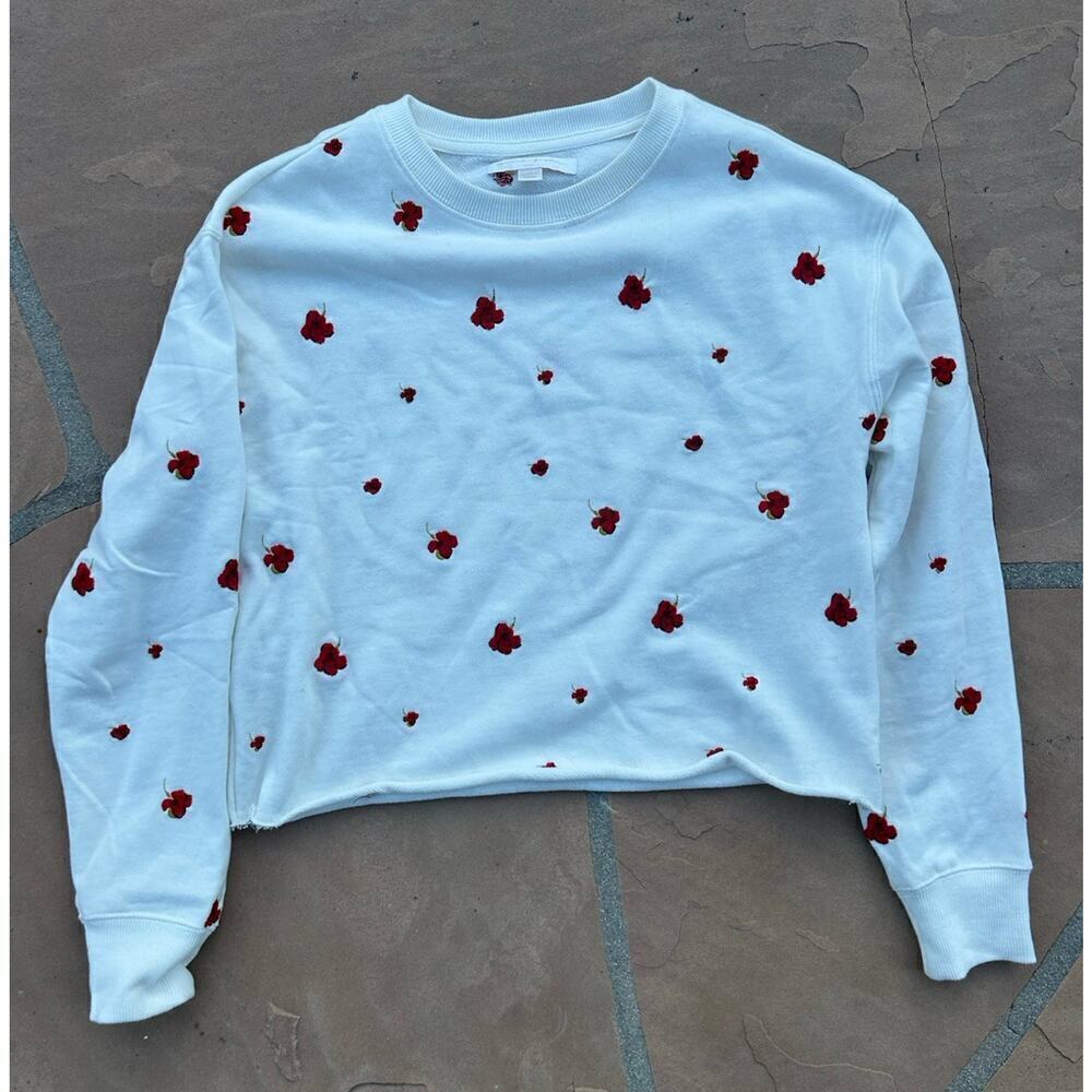 Spiritual Gangster Womens Small Embroidered Floral Crewneck Sweatshirt